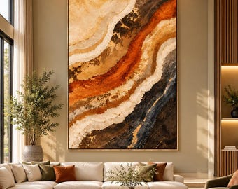 Abstract Earth Tone Wall Art, Rustic Modern Geometric Print (Digital Download)