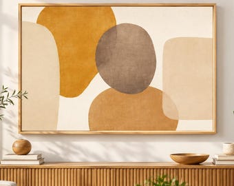 Abstract Neutral Shapes Wall Art, Minimalist Beige Geometric Print (Digital Download)