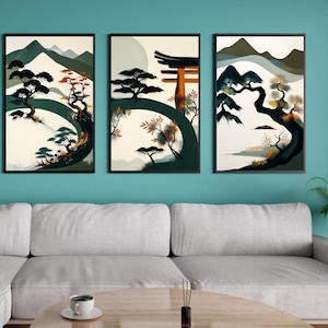 Japandi Wall Art, Nature Harmony, japanese abstract Prints, Nature Wall Art, japanese modern art, Minimalist Modern Japanese Digital Art