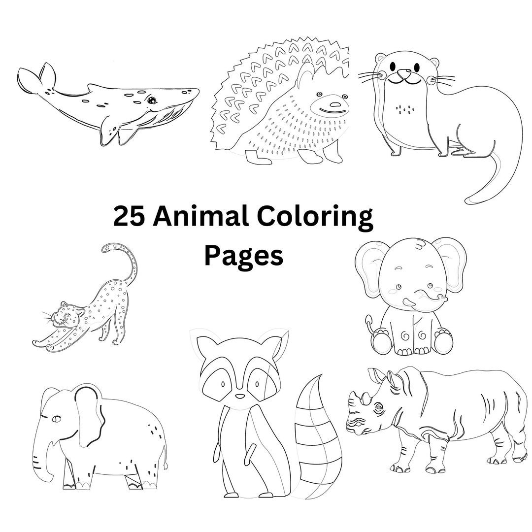 25 Coloring Animal Pages - Etsy
