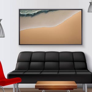 Sand und Meer Leinwanddruck, große abstrakte Wandkunst, Natur Wandkunst, modernes minimalistisches Dekor, Landschaft digitale Kunst, abstrakte Naturdruck