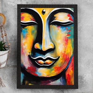 Buddha Wall Art Painting, Expressive Abstraction Painting Art, Zen Wall Decor, Buddha Canvas Painting, Meditation Artwork, , Digital Art