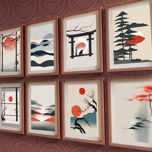 Japanese Wall Art Set 8, Japandi Printable, Aesthetic Room Decor, Minimalist Prints, lnstant download Print, Japandi Art, Digital Download