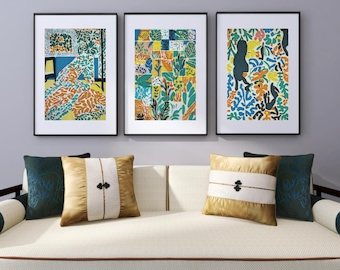 Matisse Inspired Botanical Gallery Wall Art Set of 3,  Colorful Nature Printable Decor (Digital Download)