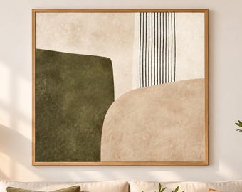 Minimalist Abstract Wall Art, Organic Geometric Shapes, Neutral Tones Decor (Digital Download)