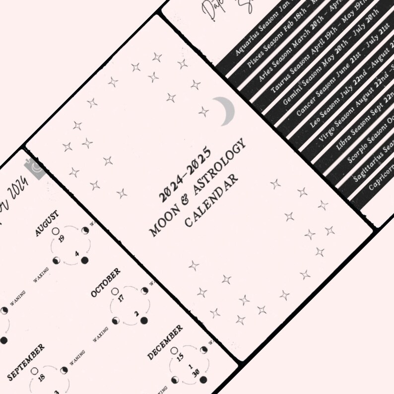 202425 Lunar Calendar Printable, Moon Phase, Astronomical Events