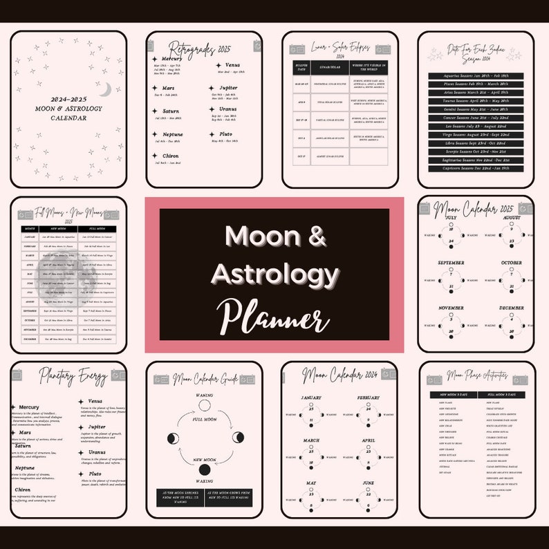 202425 Lunar Calendar Printable, Moon Phase, Astronomical Events