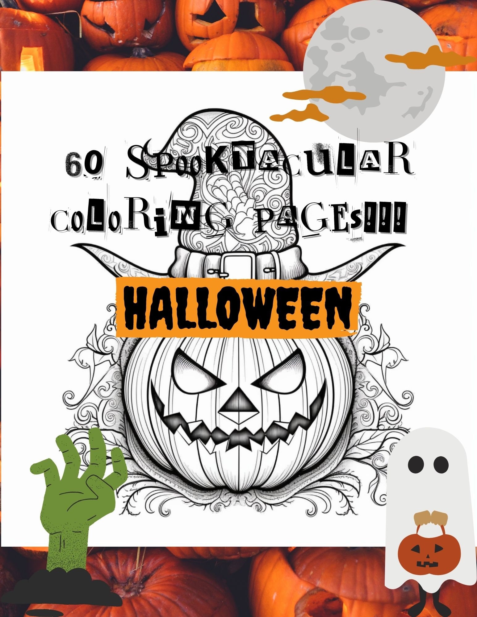 Spooktacular Halloween Coloring Bundle: 60 Pages of Monster Madness