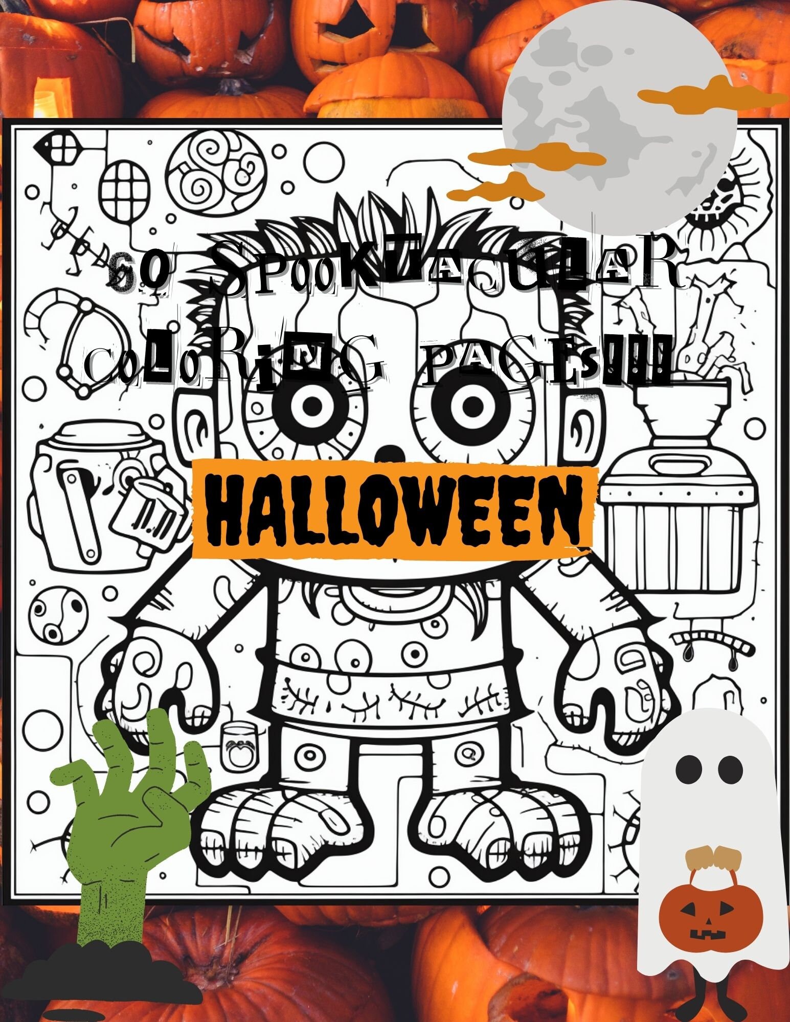 Spooktacular Halloween Coloring Bundle: 60 Pages of Monster Madness
