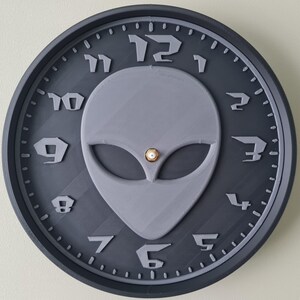 Grey Alien Head Wall Clock - Dodge Designs 3D Print - Etsy