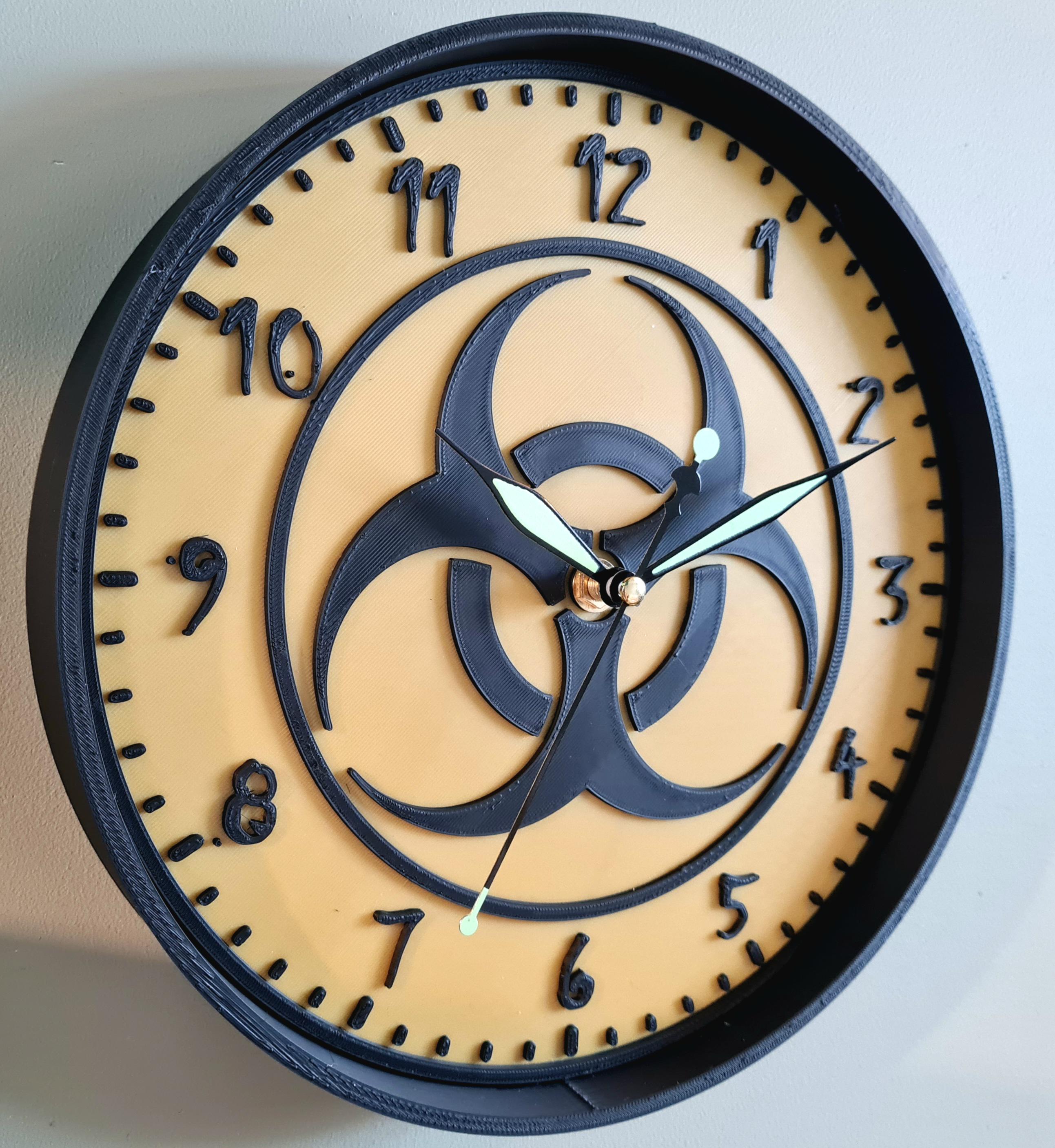 Biohazard Clock Biohazard Symbol Wall Clock - Dodge Designs 3D Print - Etsy