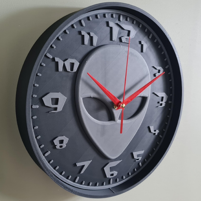 Grey Alien Head Wall Clock - Dodge Designs 3D Print - Etsy