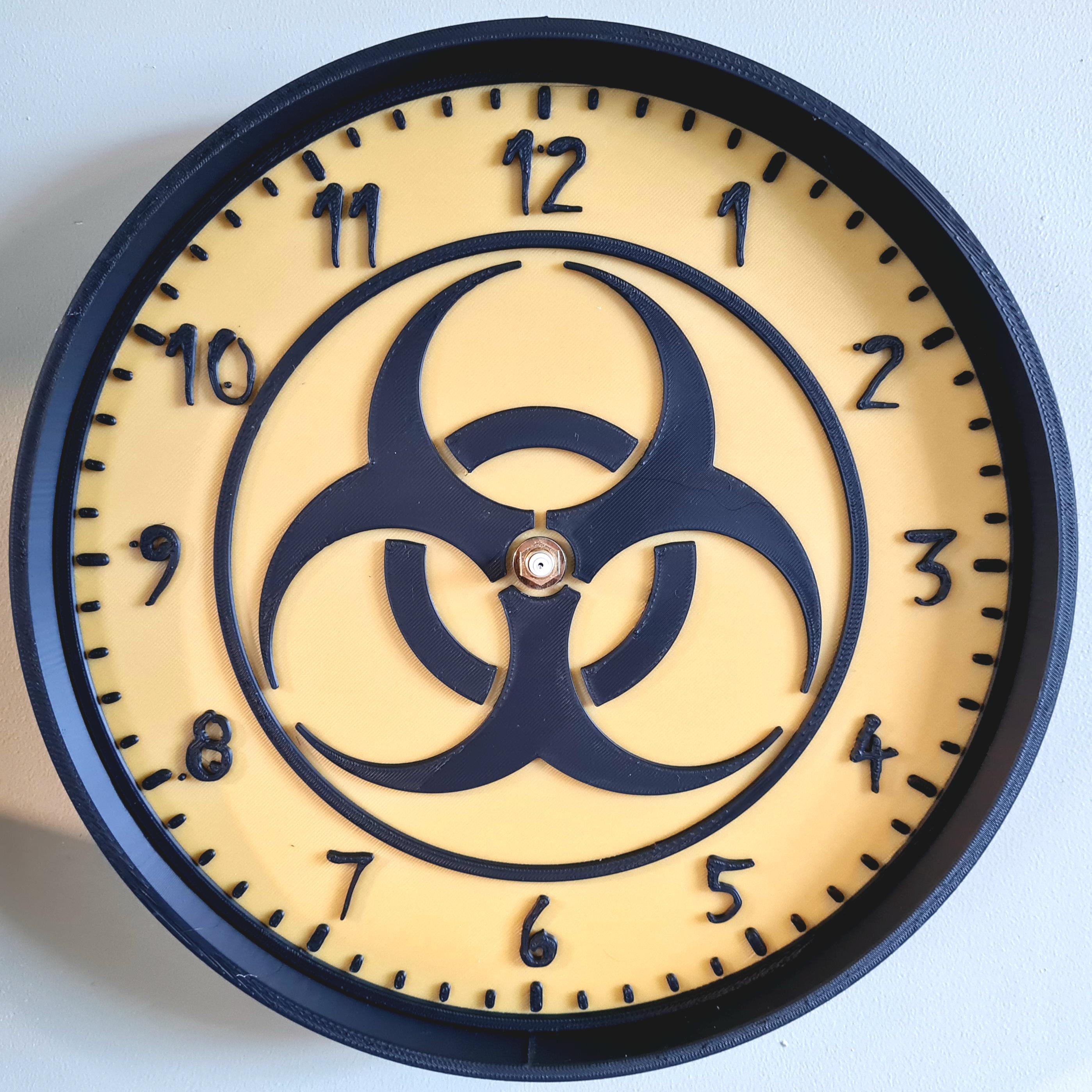 Biohazard Clock Biohazard Symbol Wall Clock - Dodge Designs 3D Print - Etsy