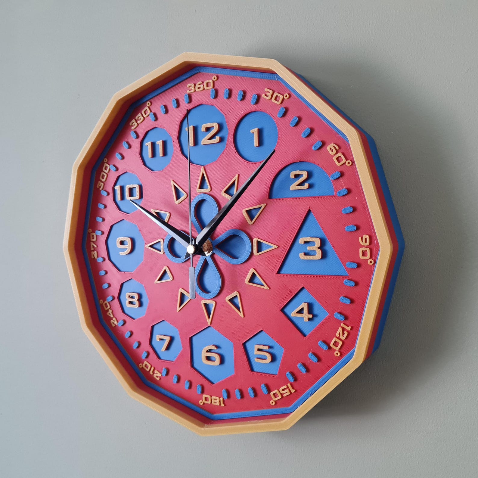 Dodecagon Geometry Wall Clock - Dodge Designs 3D Print - Etsy