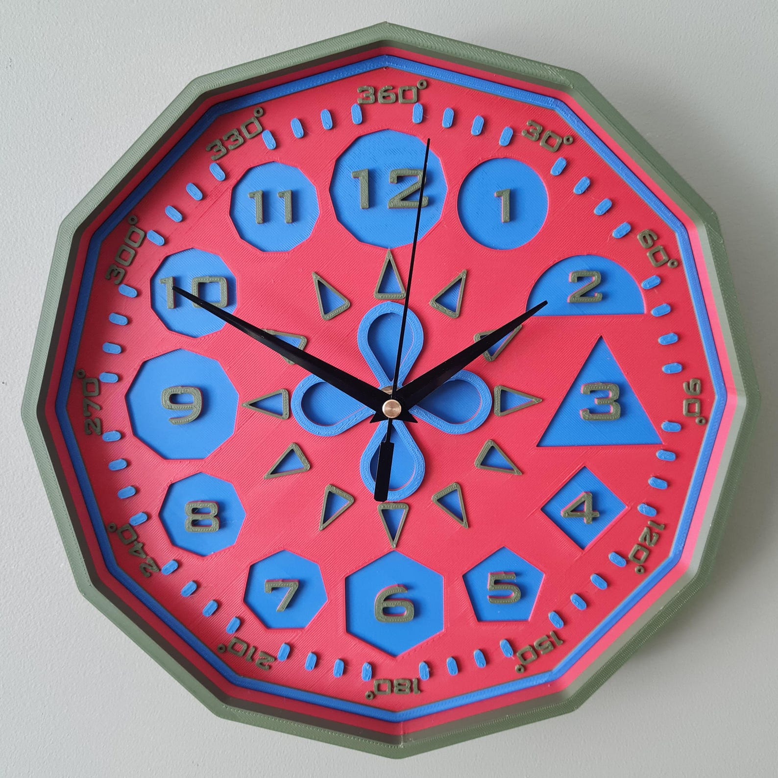 Dodecagon Geometry Wall Clock - Dodge Designs 3D Print - Etsy