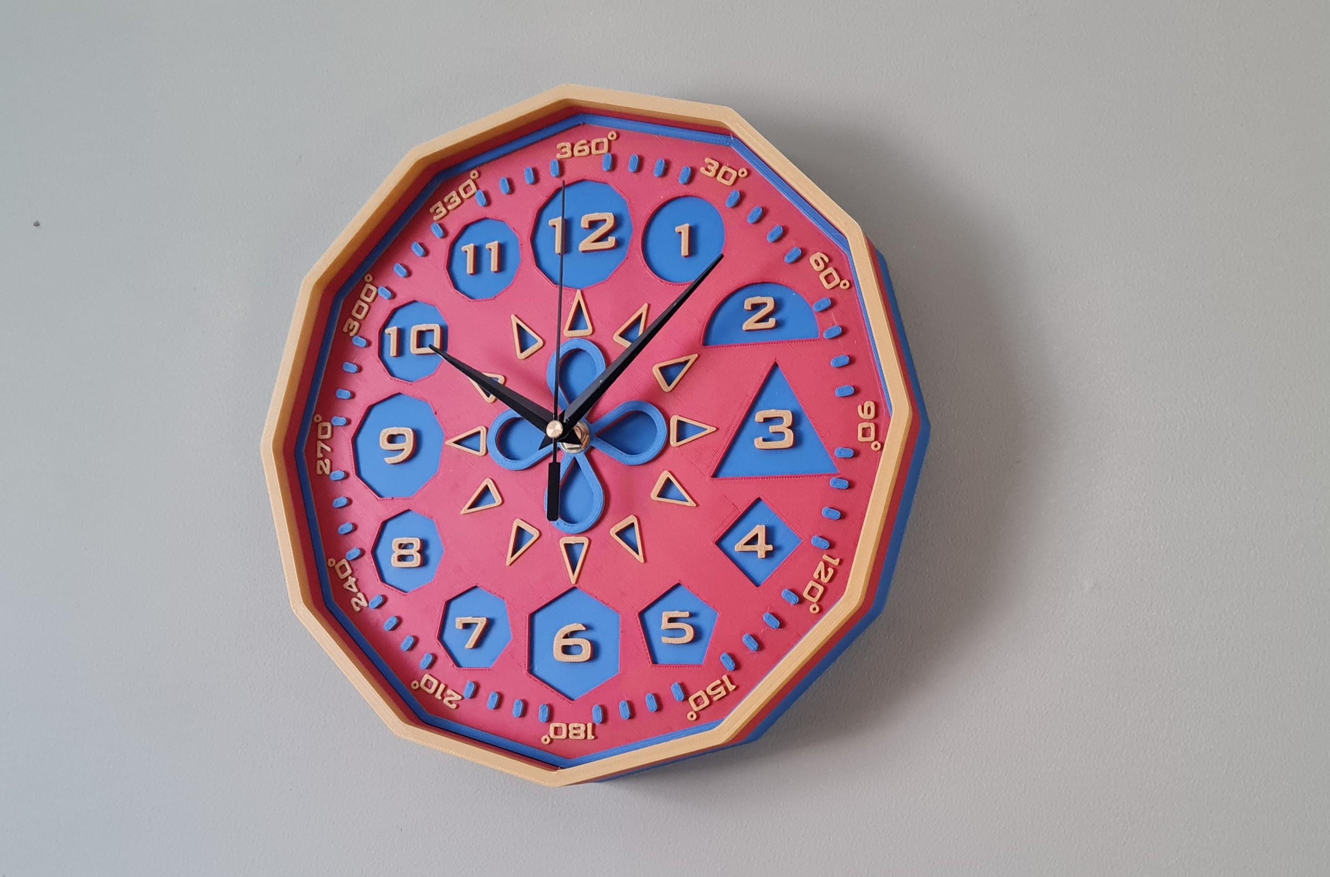 Dodecagon Geometry Wall Clock - Dodge Designs 3D Print - Etsy