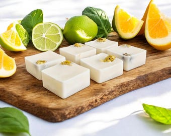 Lime Basil and Mandarin Soy Wax Melts | Pack of 6 Handmade Wax Melts | Fruity Fresh Home Fragrance | Vegan Friendly Gift