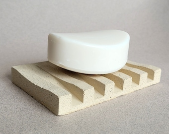 Sandstone Granite Effect Concrete Soap Dish, Jesmonite Tray, Cream Beige Bathroom Accessory