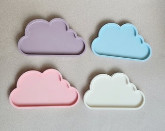 Cloud Trinket Tray, Cute Kids Jewellery Dish, Concrete Jesmonite Jewelry Gift, Girls Bedroom Decor, Blue Cloud Pink Cloud