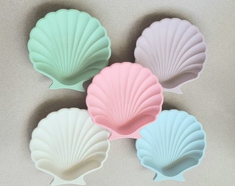 Shell Trinket Tray, Mermaid Decor, Sea Theme Cute Kids Jewellery Dish, White Concrete Jesmonite Jewelry Gift, Girls Bedroom Decor