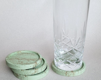 Sage Green & Gold Marble Coasters, Jesmonite Dish, Cup Mat, Jewellery Plate,  Green Gold Home Cup Mats
