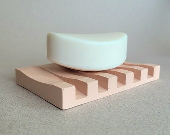 Pastel Peach Concrete Soap Dish, Jesmonite Tray, Light Salmon Orange Terracotta Bathroom Accessory