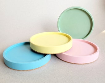 Large Pastel Cup Mats, Pink Coaster, Jesmonite Dish, Blue Cup Mat, Jewellery Plate Trinket Dish, Pastel Home Decor Storage