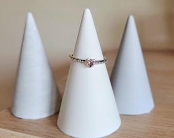 Concrete Ring Holder Cones, White Grey Marble Jesmonite Jewellery Holder, Neutral Decor