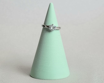 Mint Green Concrete Ring Holder Cone, Green Jesmonite Jewellery Holder, Ring Display, Minimal Decor