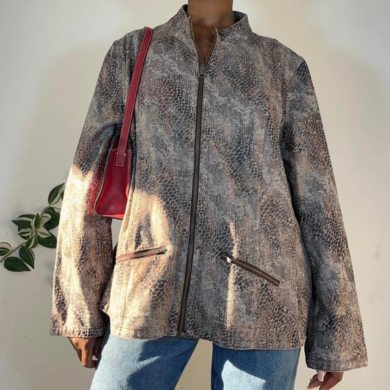Y2k snake print jacket size - image 3