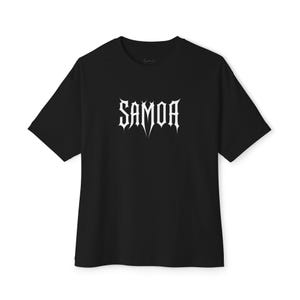 Oversized Samoa T-Shirt: Gothic Metal Font, Island Pride Streetwear