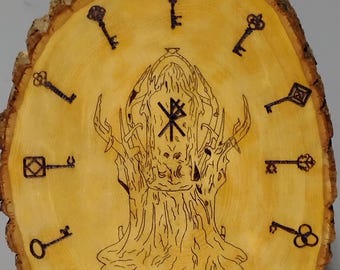 The Handmaidens of Frigg: Hand-Burned Key and Seer Tree Altar Plaque