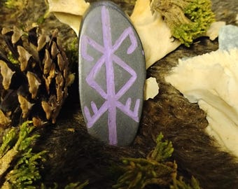 Hand-Etched "Mind, Body,Spirit" Protection Rune Stone