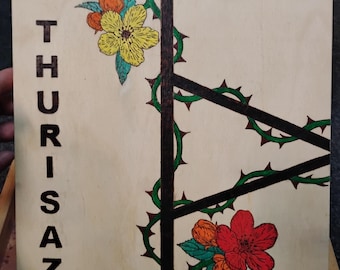 Hand Burned Thurisaz Thorn Runic Wall Decor