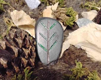 Hand Carved Triple Algiz Bindrune Pocket Stone - Triple Protection Amulet - Pagan Rune