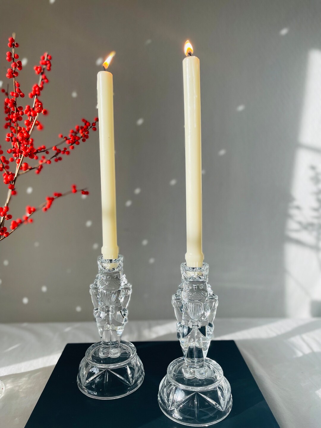 Nutcracker Crystal Taper Candlestick Holder Set of 2 Anthro Etsy