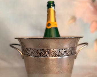 silver wine chiller champagne bucket sweetheart table Paris Apartment