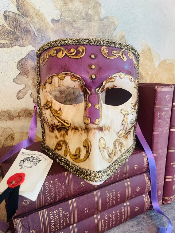 Venetian masquerade mask purple gold black costume