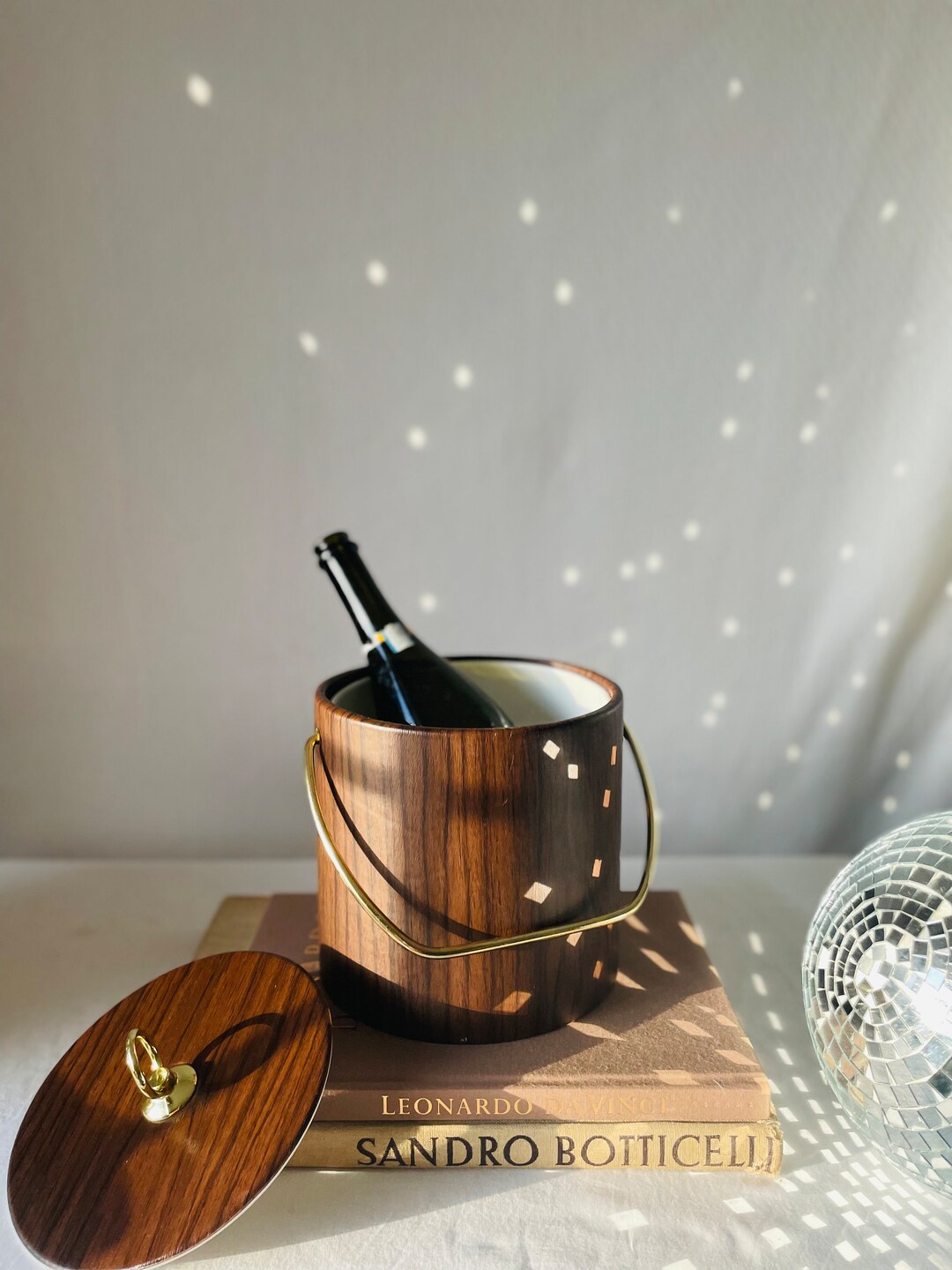 Mcm Ice Bucket Retro Faux Wood Grain Ice Chiller Bucket Mad Etsy