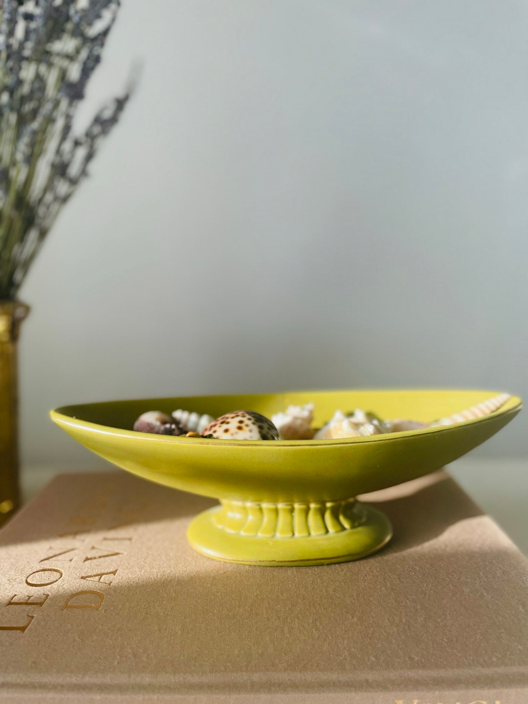 Green Jardiniere Olive Green Ceramic Flower Bowl Vintage Etsy