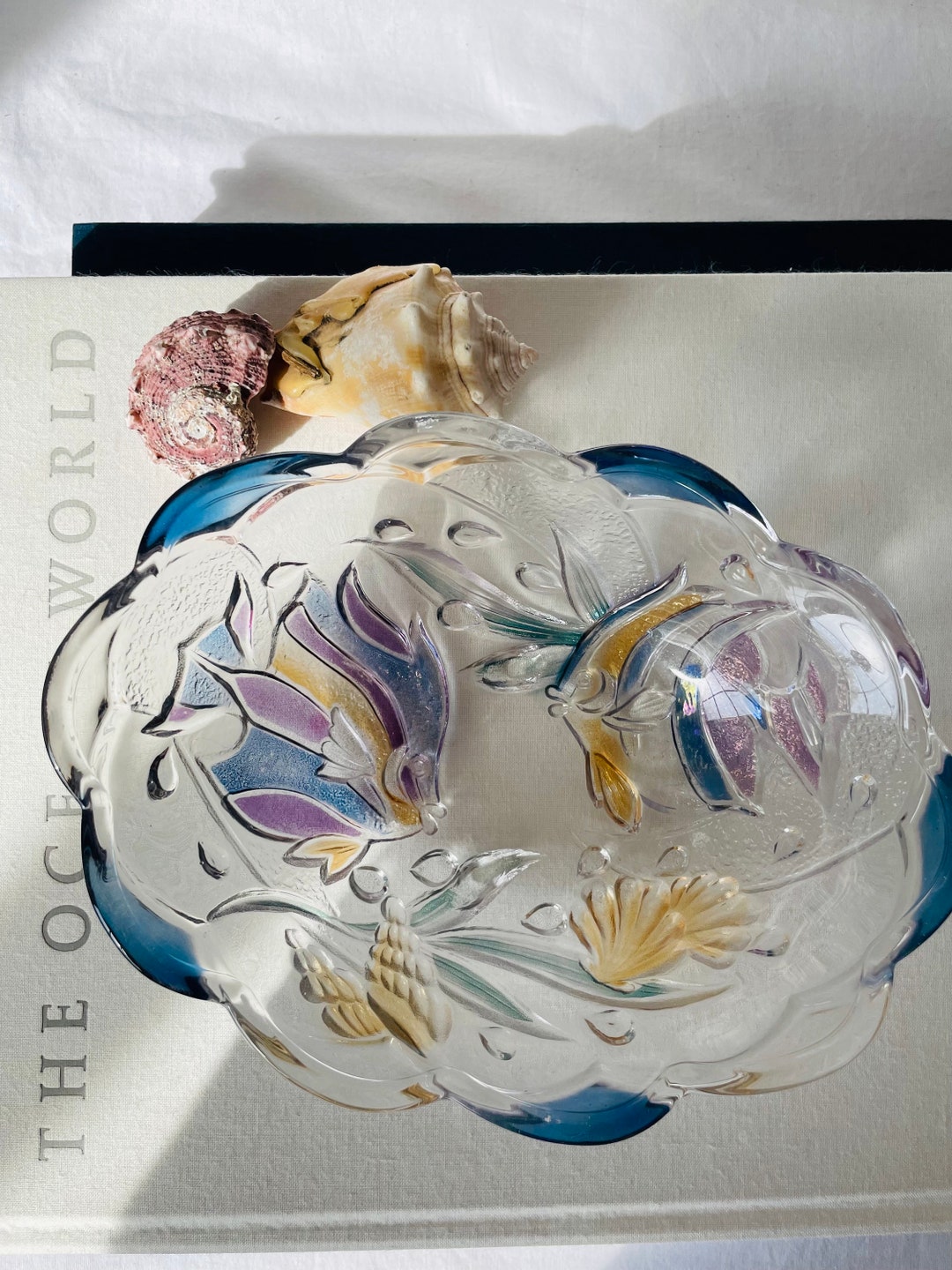 Mikasa Tropical Fish Glass Bowl Glass Seashell Catchall Etsy