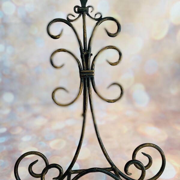 iron easel book stand cookbook holder picture art display ornate