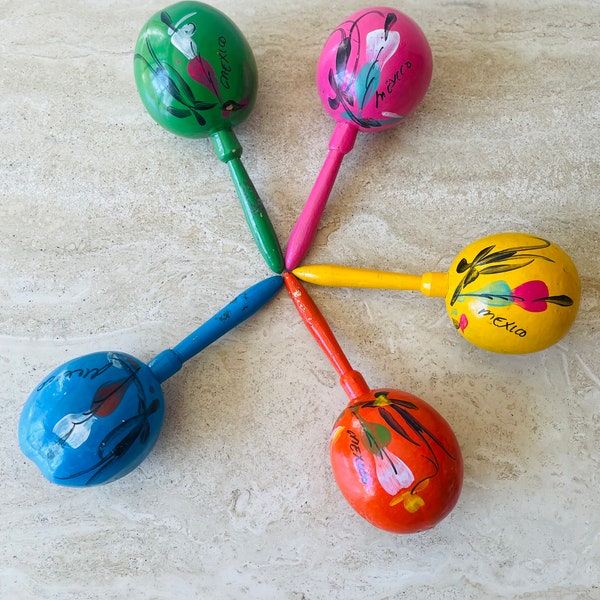 Mexican maracas Cinco de Mayo decorations Mexico handpainted gourd rattle set of 5