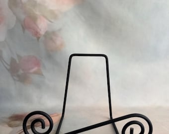 iron metal easel modern art display book stand cookbook swirl