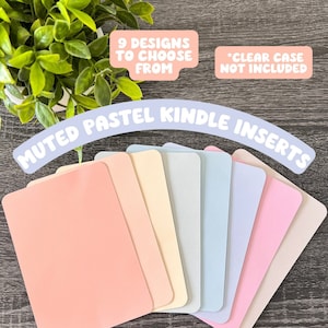 Pastel Solid Color Kindle Inserts Cardstock Insert for Clear Case Covers Colorsoft Kindle Paperwhite Kindle Insert Minimalist Decor