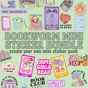 Bookworm Mini Sticker Pack Reading Theme Laptop Decals Cute Book Lover Stickers Trendy Aesthetic Mini Vinyl Stickers