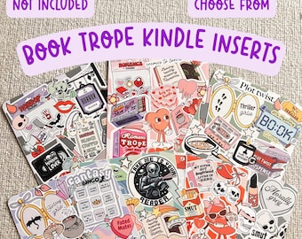 Inserto de cartulina para Kindle con tropos de libros, inserto para fundas transparentes, accesorio para Kindle Paperwhite con temática de libros, inserto de tropos de romance, regalo para amantes de los libros