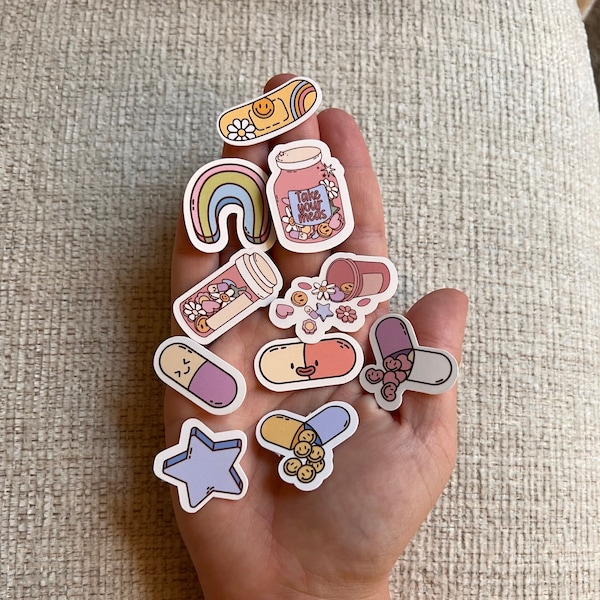 Mental Health Mini Sticker Pack|Create Your Own Small Sticker Pack|Tiny Sticker|Phone Case Sticker|1 inch Sticker|Mini Vinyl Sticker|Small