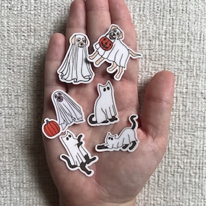 Spooky Mini Vinyl Stickers: Halloween Ghost Animals (1 inch)