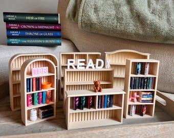 Mini estantería, mini libros, estantería para la ansiedad, estantería pequeña, mini estantería decorativa, linda estantería en miniatura, regalo para amantes de los libros, regalo para amantes de los libros.